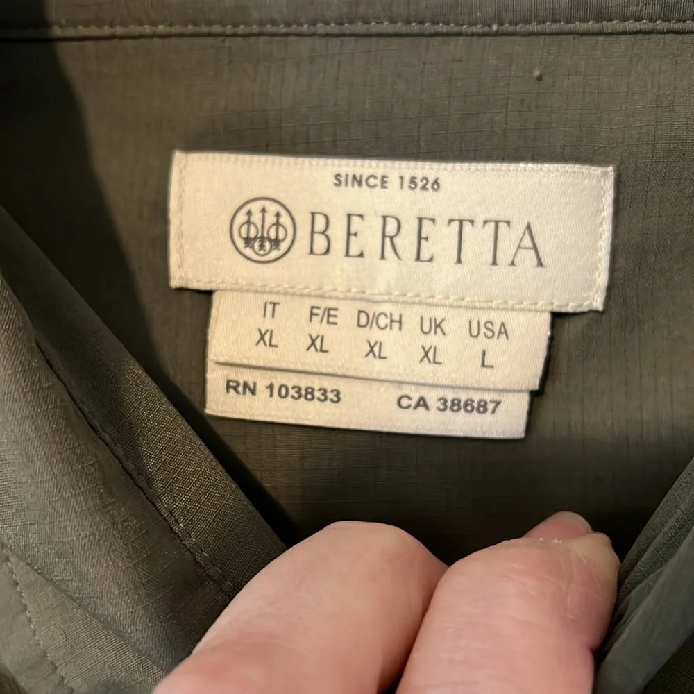 BERETTA Men’s Buzzi Shooting Tactical Short Sleeve Shirt Size Large Army Green - Picture 3 of 9